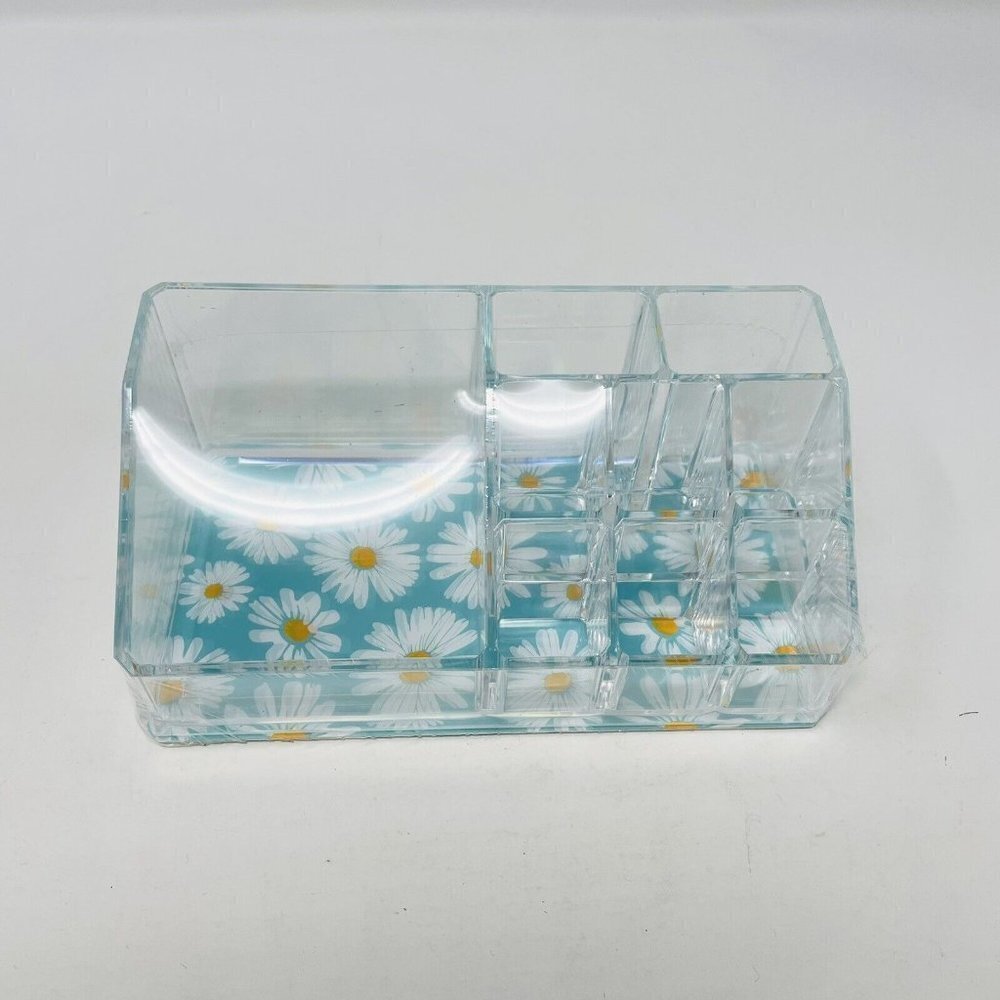 Sorbus Mini‎ Cosmetic Organizer With 9 Slots Daisy Print Clear Acrylic $30 - Picture 7 of 9